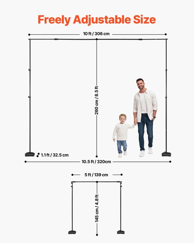 NEW VEVOR Backdrop Stand, 8.5 x 10 ft Adjustable Photo Portable - photo 2