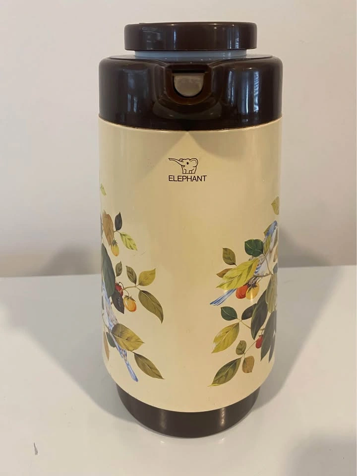 Vintage 80s/90s Elephant Japan Thermos Carafe Floral & Birds - photo 2