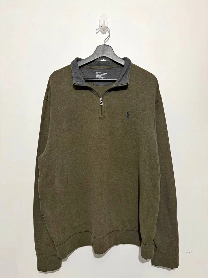 Ralph Lauren Quarter-Zip Pullover - Size XL - Oil Green