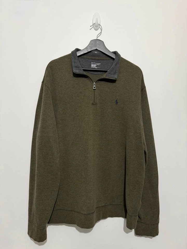 Ralph Lauren Quarter-Zip Pullover - Size XL - Oil Green - photo 5