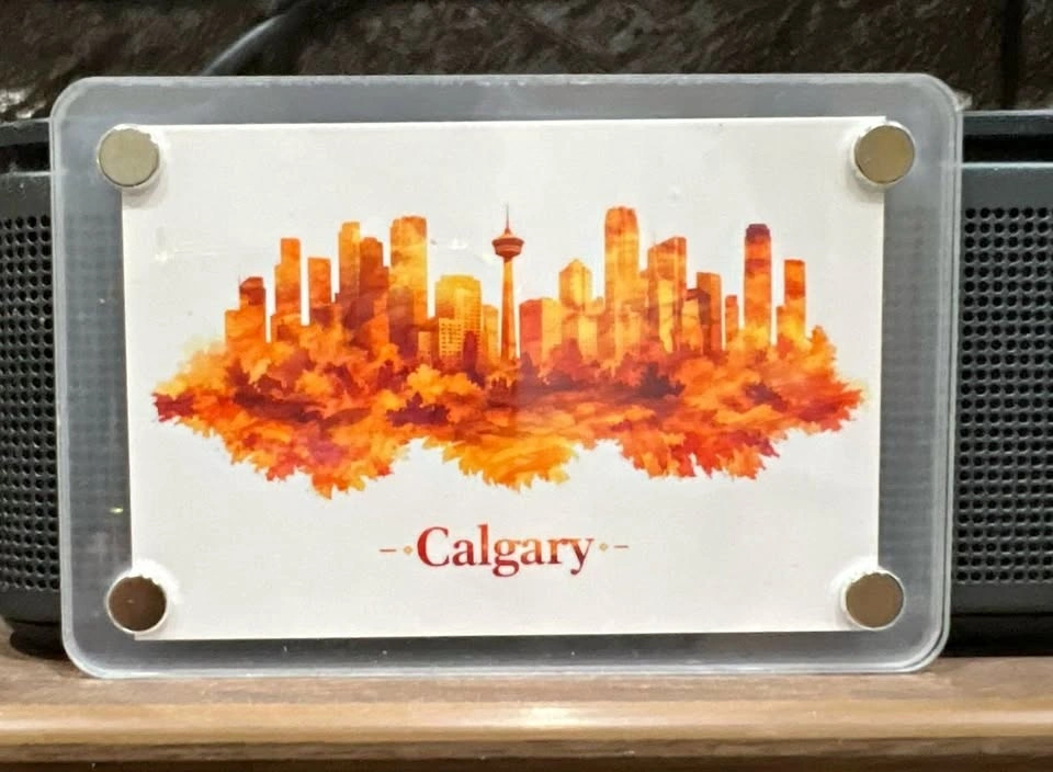 Warm Autumn Calgary Skyline Fridge Magnet