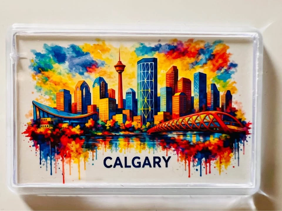Vibrant Calgary Skyline Fridge Magnet 🎨✨