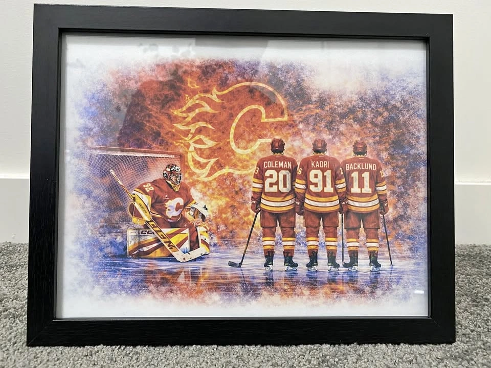 Calgary Flames Framed Art – Perfect for True Fans! ✈️