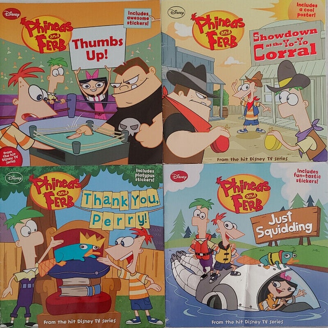 Qty 4 x Phineas and Ferb Books