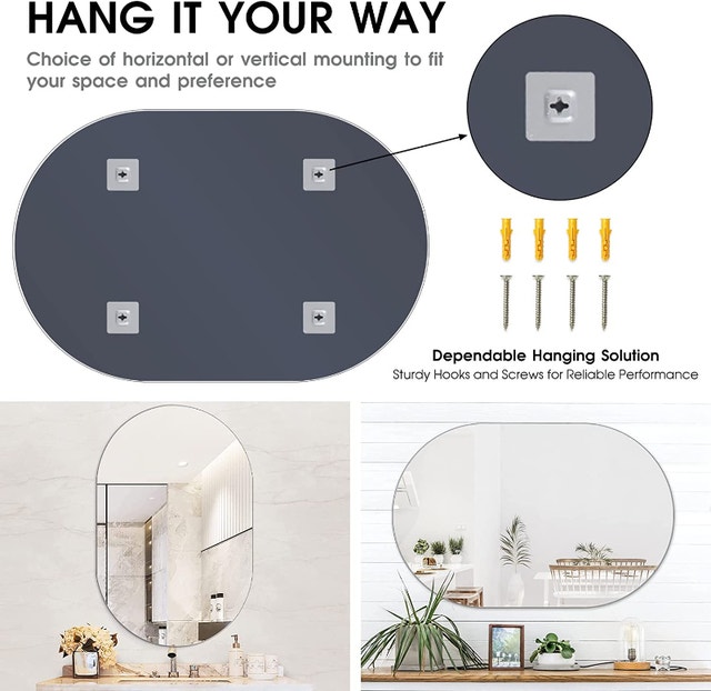VASUHOME 24x36 Inch Bathroom Modern Mirror