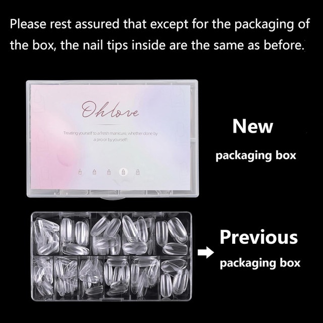 NEW 500 Pcs Oval Nail Tips for Acrylic Clear Fake Nails Full Cov - photo 5