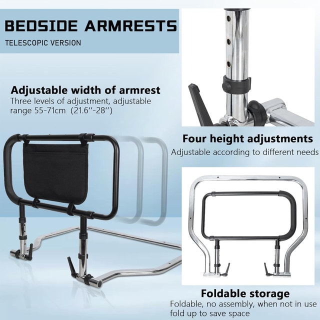 BQKOZFN Bed Rails Height Adjustable Home Assist Bar - photo 3