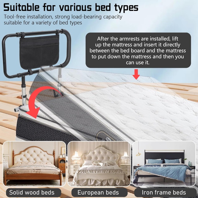 BQKOZFN Bed Rails Height Adjustable Home Assist Bar - photo 5
