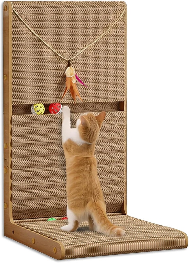 Multifunctional Cat Scratcher Board w Toys Heavy Duty, 5 Layers