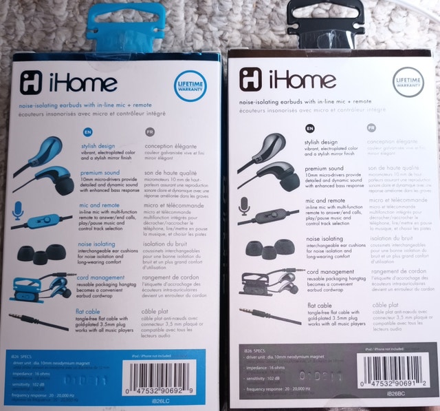 NEW iHome iB26 Earphones with Mic - Wired 3.5mm Jack - photo 5