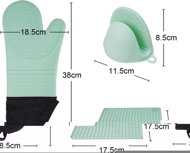 NEW 7 Pcs Silicone Oven Mitts + Pinch Grip Pot Holder Set - photo 3