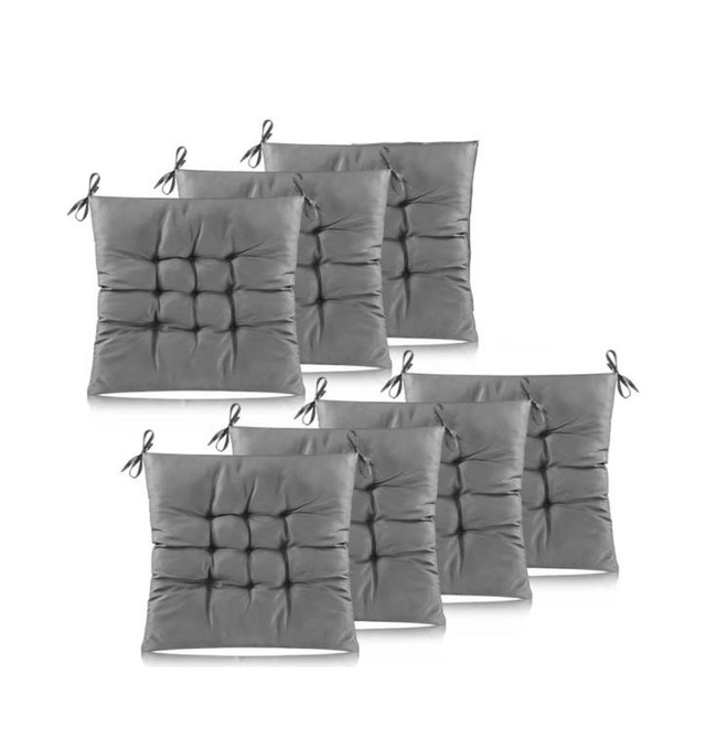 7 Grey Chair Pads Cushions with Ties