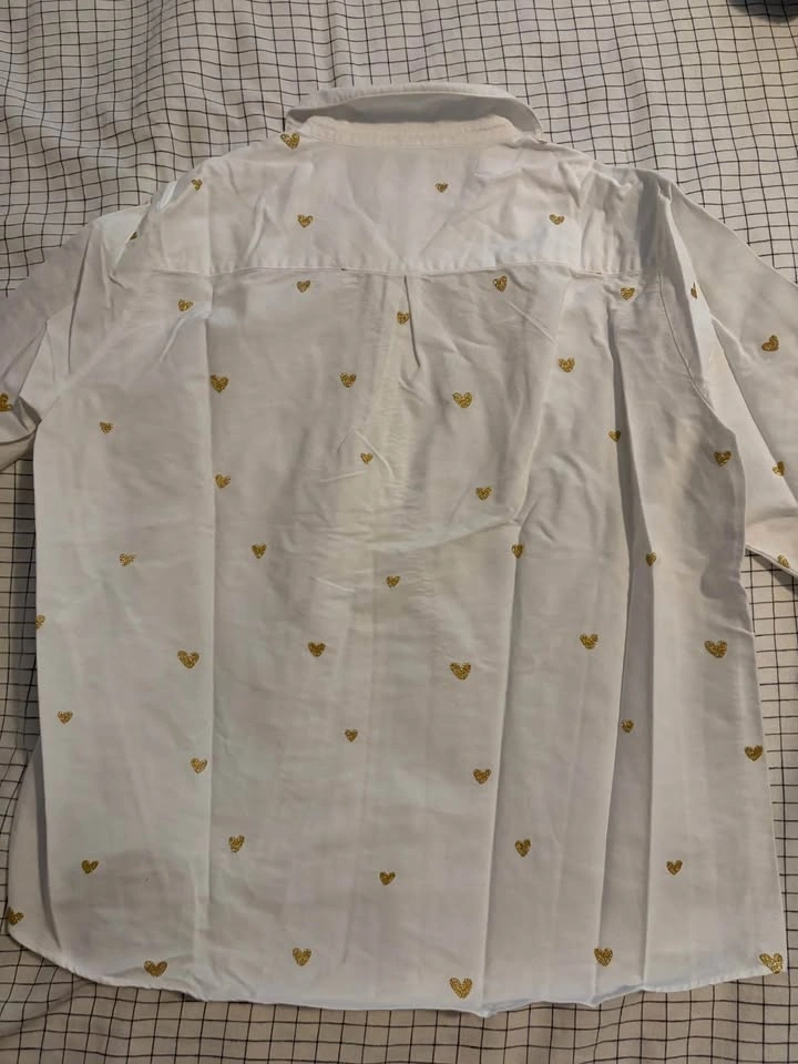Sézane Tomboy Shirt Embroidered Golden Hearts - Women Size 8 - photo 3