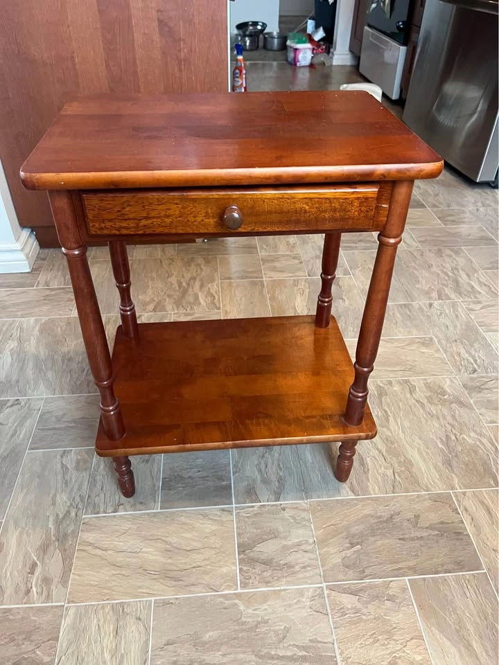 FREE - Solid Wood Two-Tier Side Table with Drawer - photo 2
