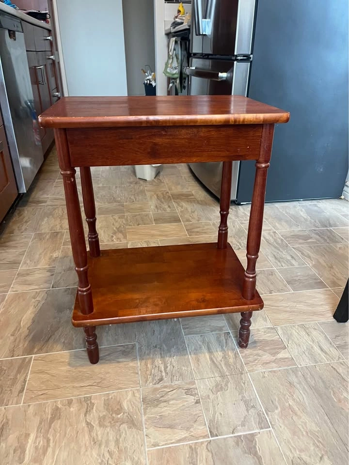FREE - Solid Wood Two-Tier Side Table with Drawer - photo 3