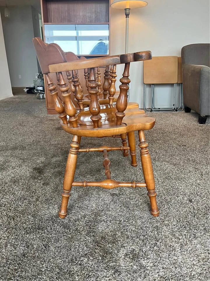 Pair of Solid Wood Vintage Captain's Chairs