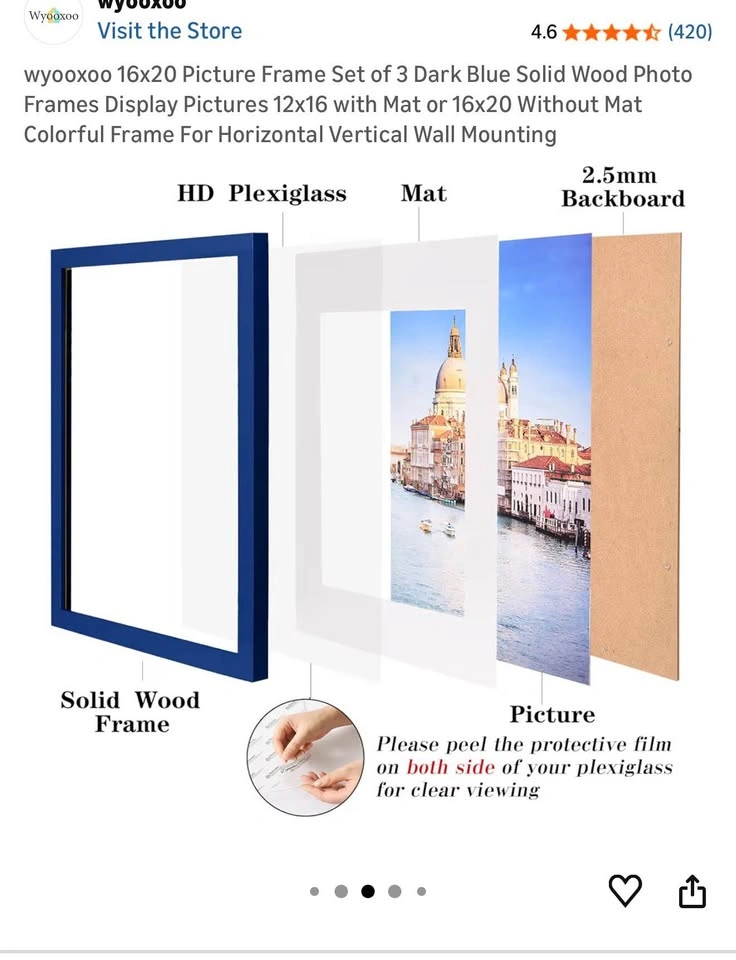 16x20 Dark Blue Picture Frames 3-Pack - photo 2