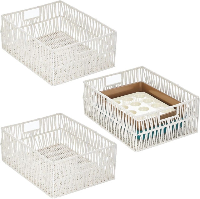 3 NEW mDesign Macrame Boho Storage Baskets