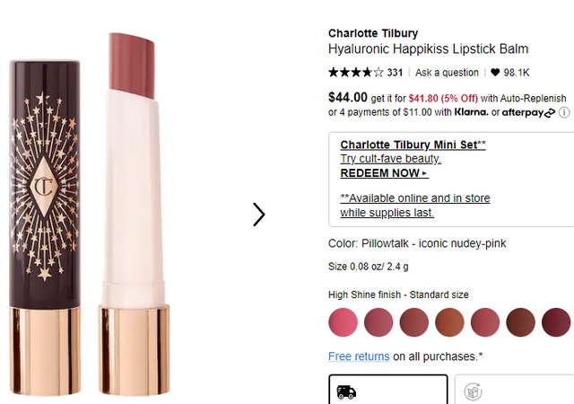 Charlotte Tilbury Hyaluronic Happikiss Lipsticks