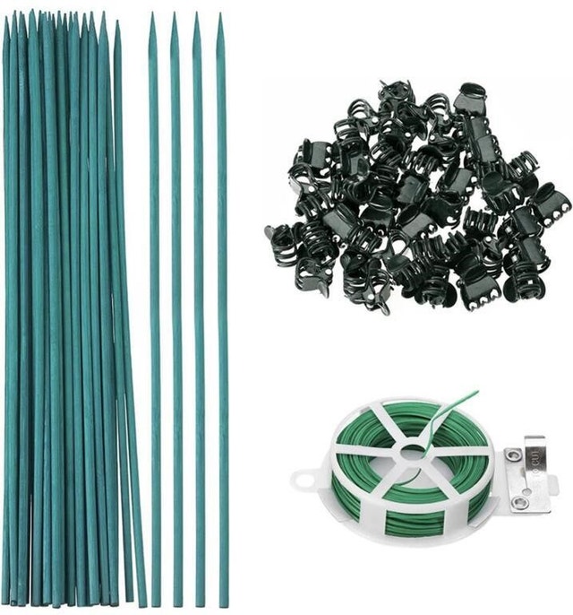 NEW 40 Pcs Plant Support Stakes & Vine Clips + Twist Ties - photo 2