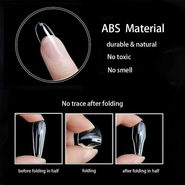 NEW 500 Pcs Oval Nail Tips for Acrylic Clear Fake Nails Full Cov - photo 2