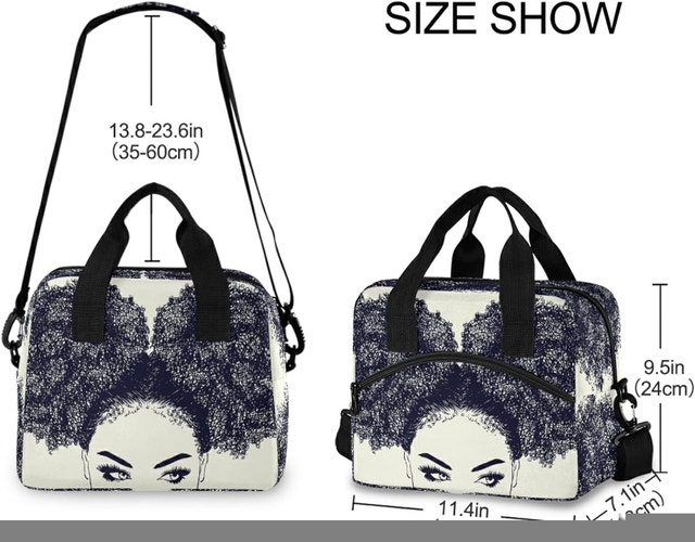 NEW ALAZA African American Woman Curly Hair Lunch Bag - photo 3