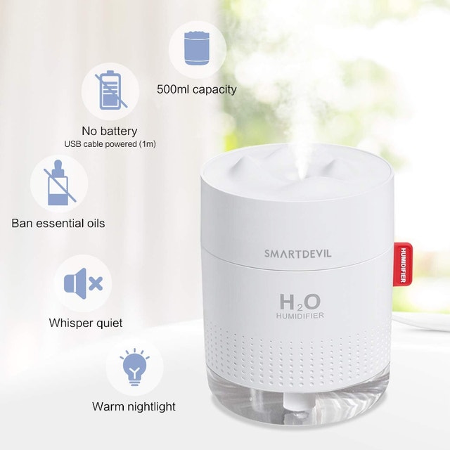 SmartDevil Portable Mini Humidifier, 500ml - photo 2