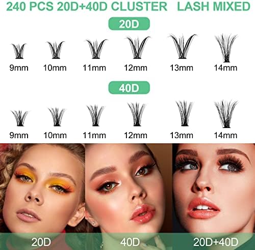 NEW Cluster Eyelashes Extensions, 240pcs 0.07D 20D/40D Mixed - photo 2