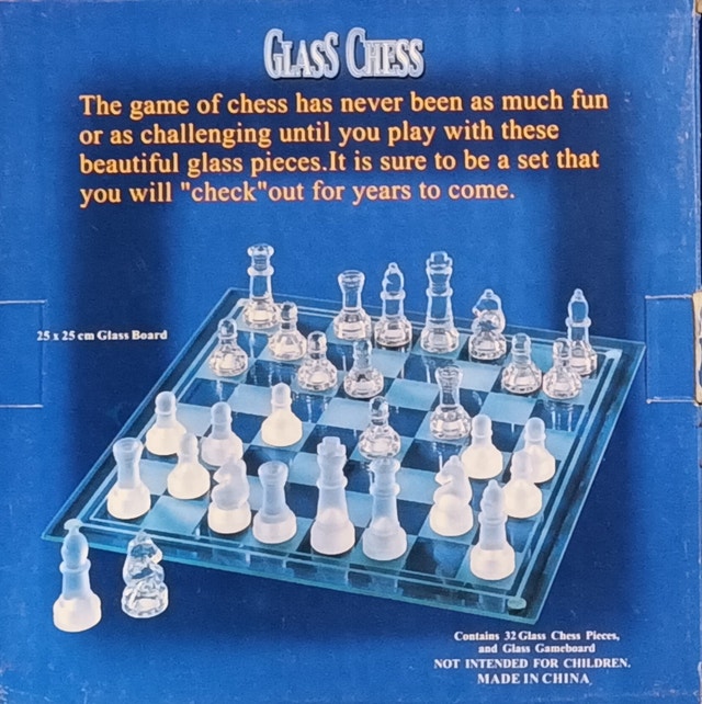 Glass Chess Pieces & Game Board 25x25cm