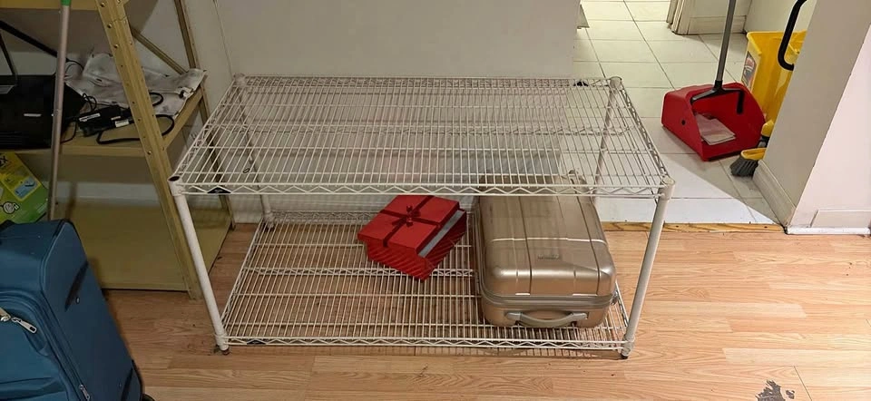 White 2-Tier Wire Shelving Unit
