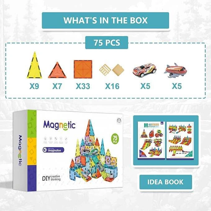 Magnetic Building Blocks – 75 PCS | Perfect for Kids’ Creative P - photo 2