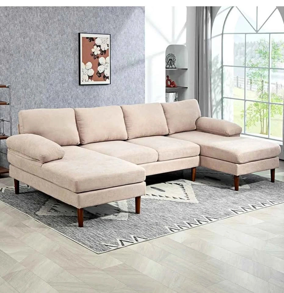 HOMCOM Sectional Sofa, 4 Seater U Shape Couch