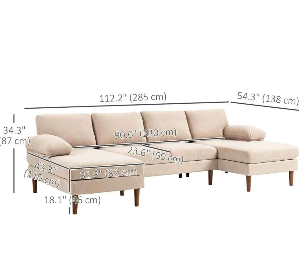 HOMCOM Sectional Sofa, 4 Seater U Shape Couch - photo 2