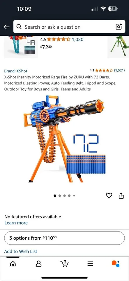 X-Shot Insanity Motorized Rage Fire Blaster 72 Darts thumbnail