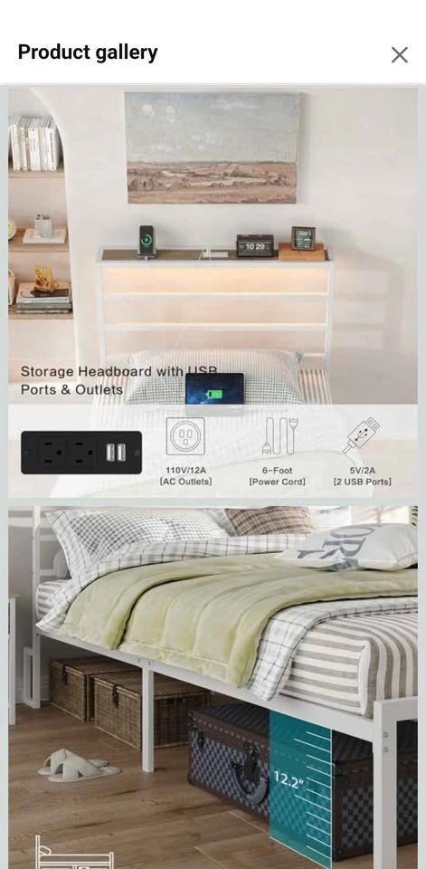 Twin Bed Frame with Headboard & - photo 2