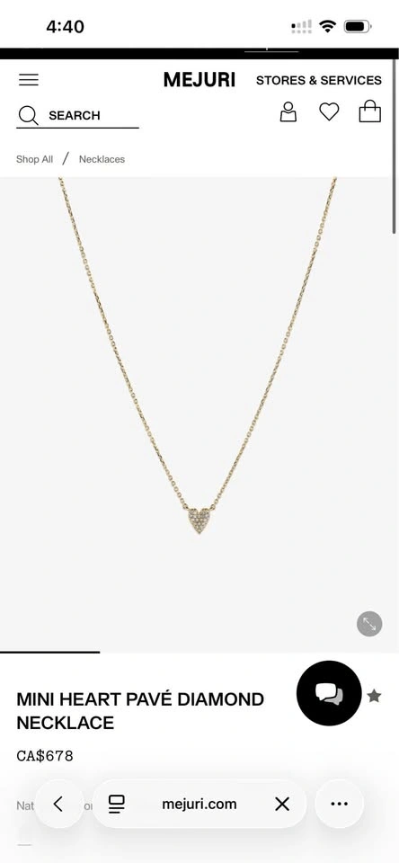 Mejuri Heart Pavé Diamond Necklace