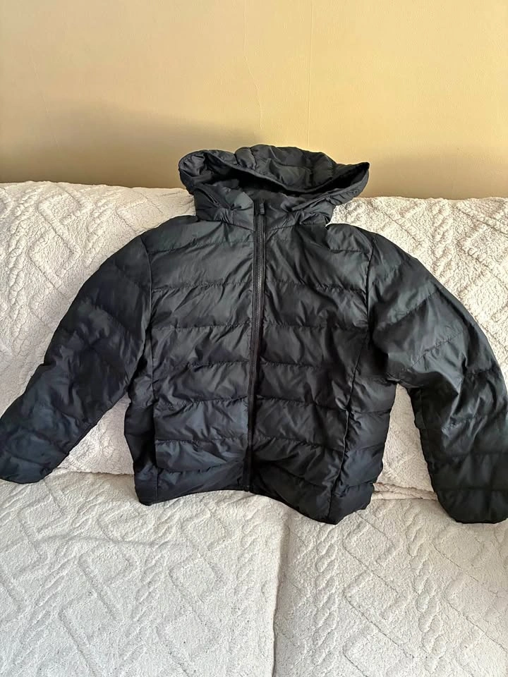 Black Puffer Jacket and Denim Sherpa Jacket