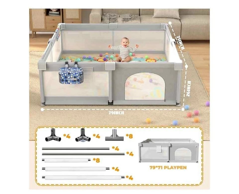 79" x 71" Baby Playpen with Mat
