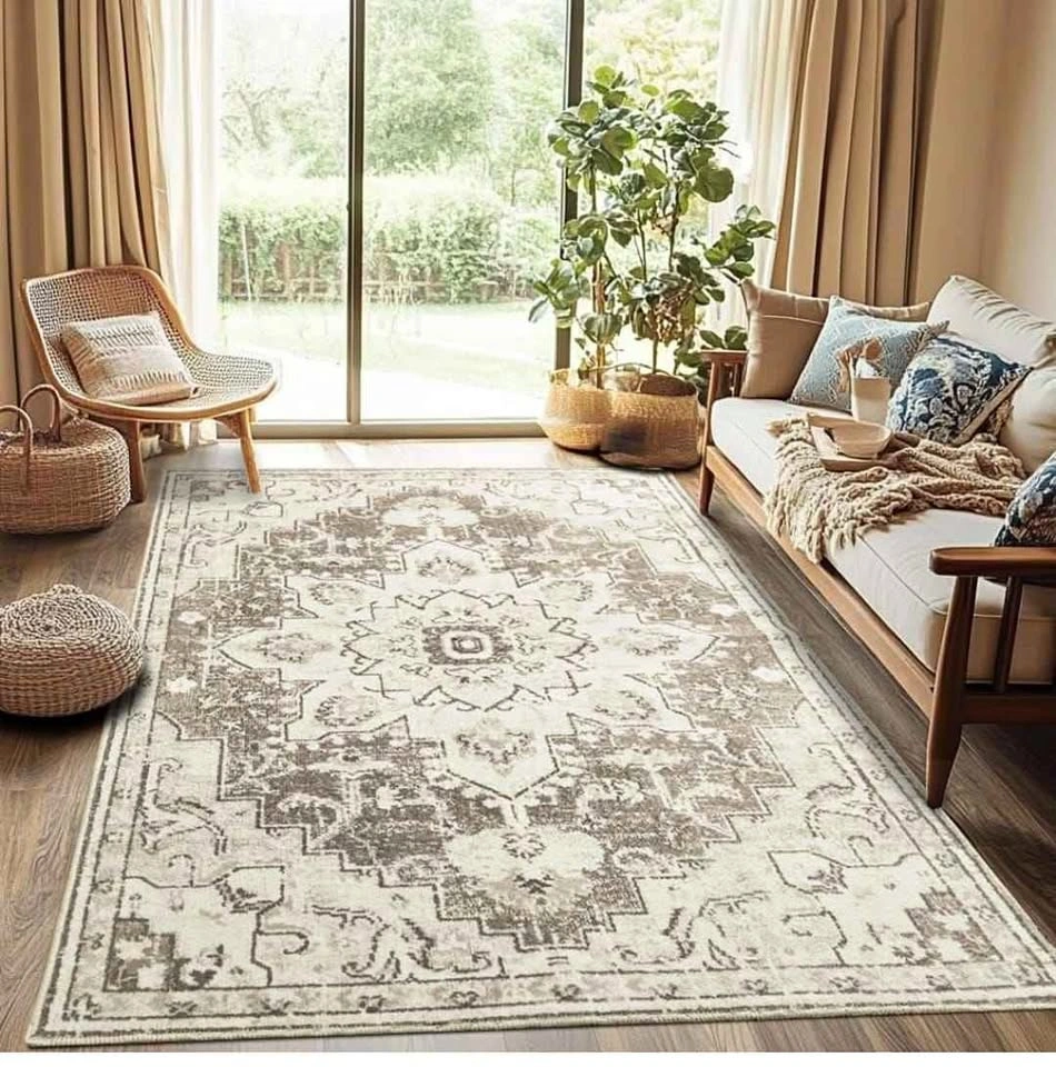 5x7 Vintage Area Rug - Washable Distressed Living Room Rug