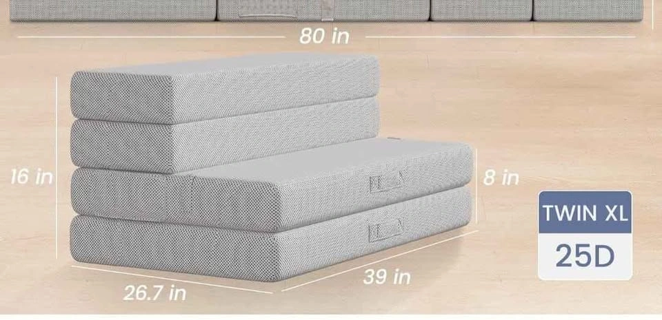 Youzi 4-Inch Foldable Twin XL Mattress with Storage Bag - photo 3