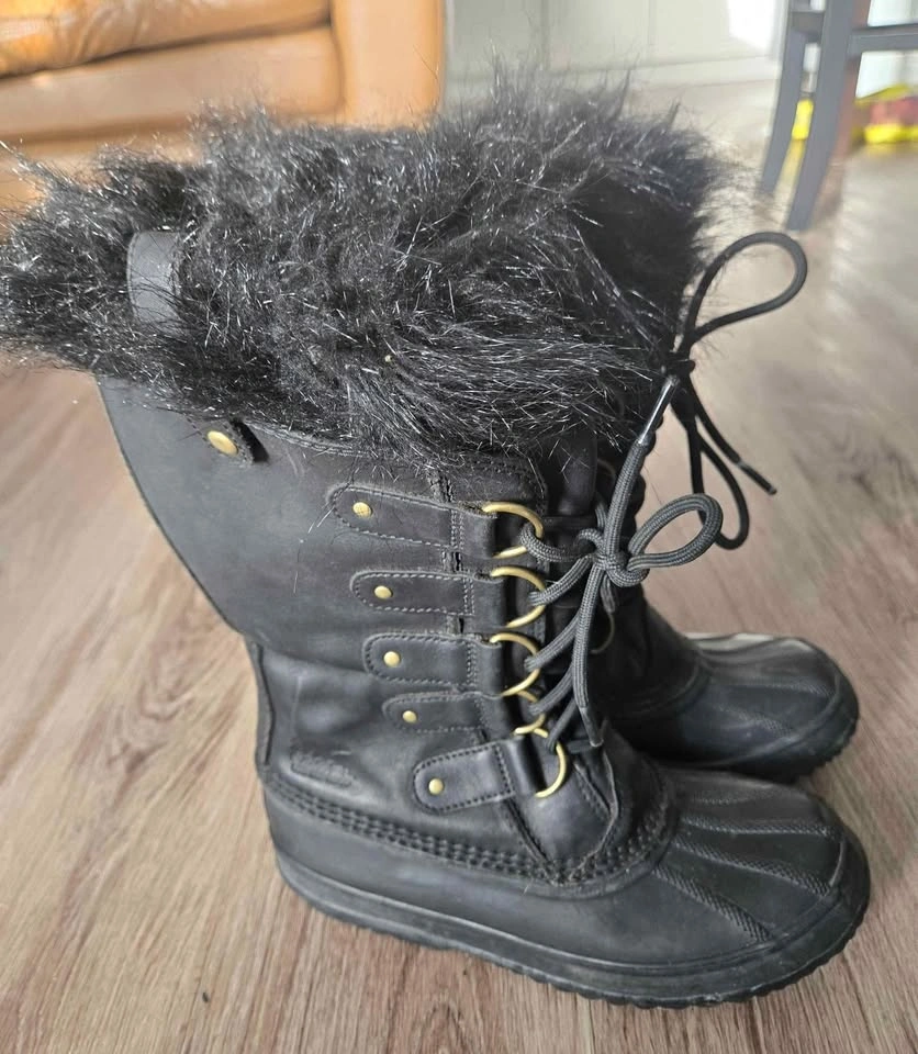 Womens winter boots ,Black Leather Sorels Size 8 - photo 2