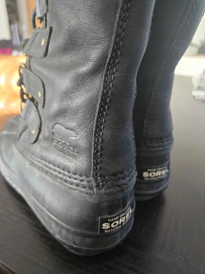 Womens winter boots ,Black Leather Sorels Size 8 - photo 3