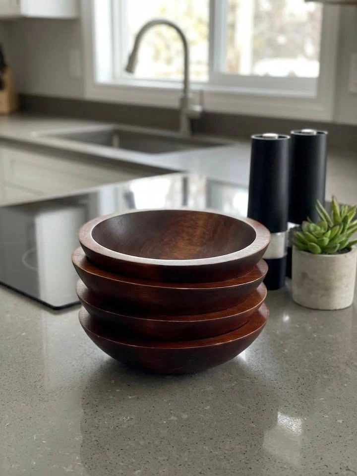 Vintage 1960s BARIBOCRAFT Teak Salad Bowl Set (4)