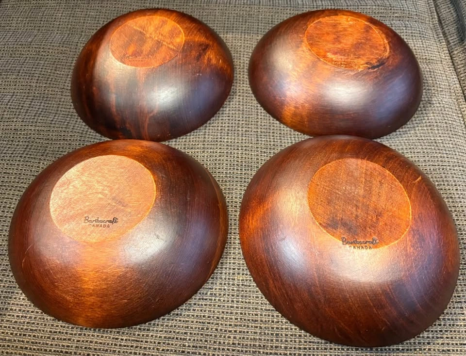 Vintage 1960s BARIBOCRAFT Teak Salad Bowl Set (4) - photo 5