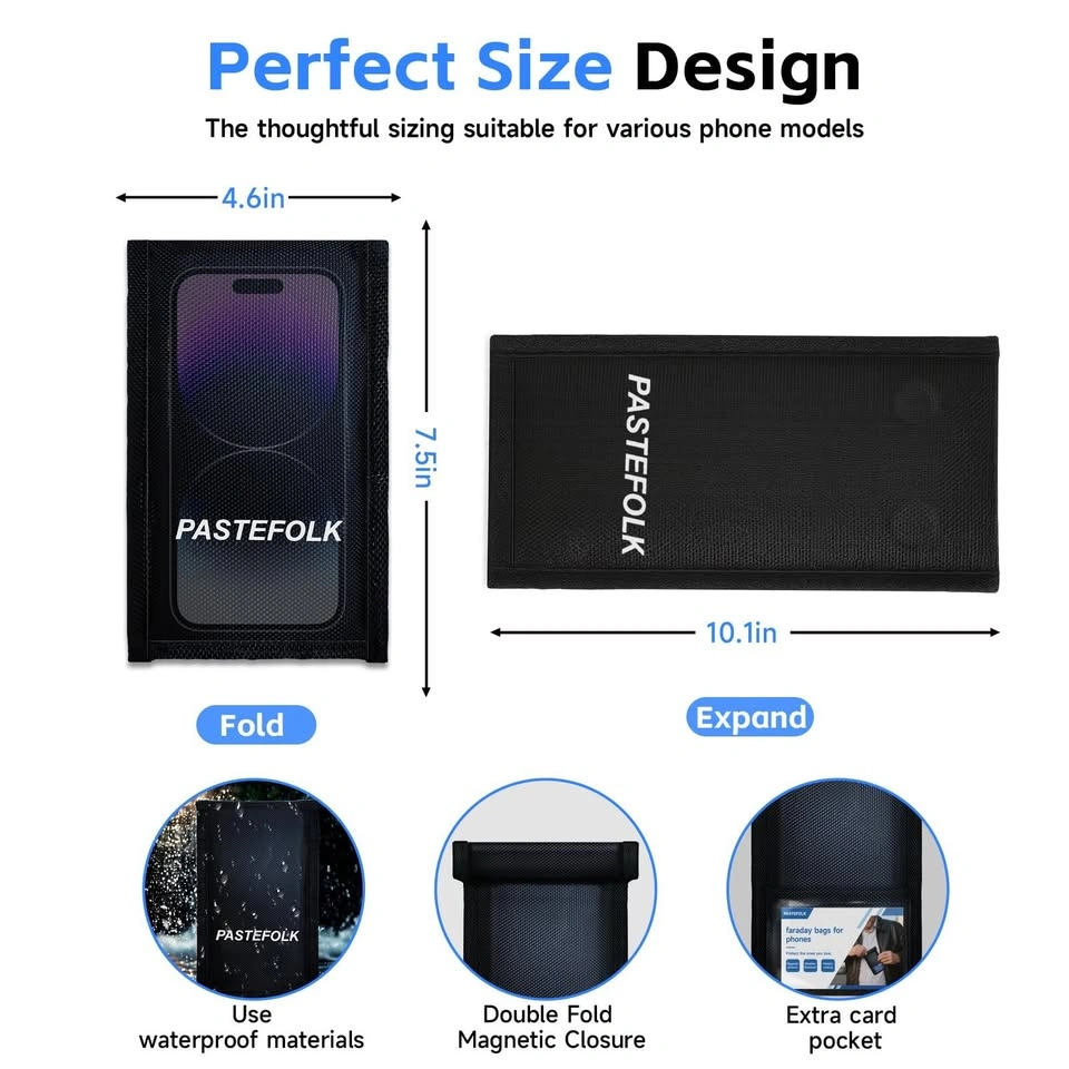 PASTEFOLK Black Faraday Signal Blocking Bag for Phones - photo 5