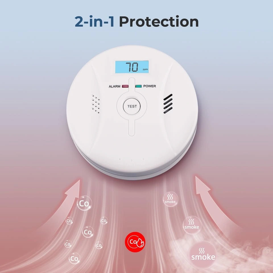 2-in-1 Carbon Monoxide & Smoke Detector w/ LCD - photo 2
