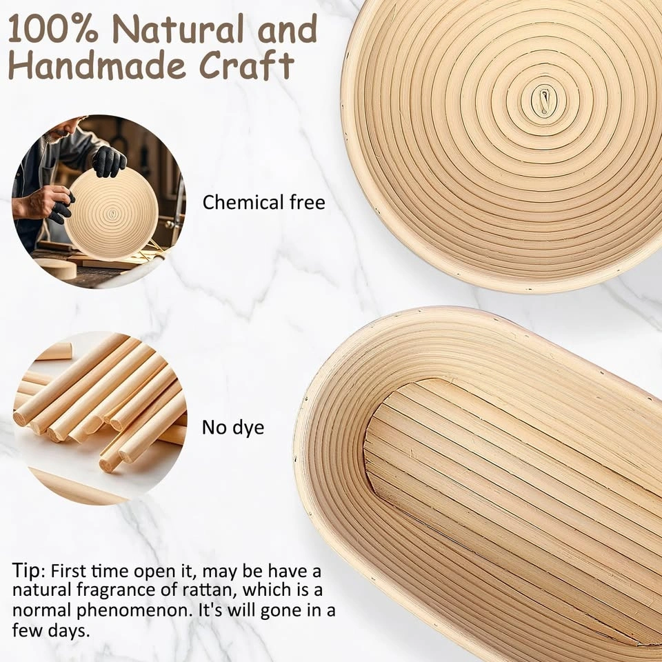 Large Bread Baking Set Banneton Proofing Baskets & Tools - photo 4