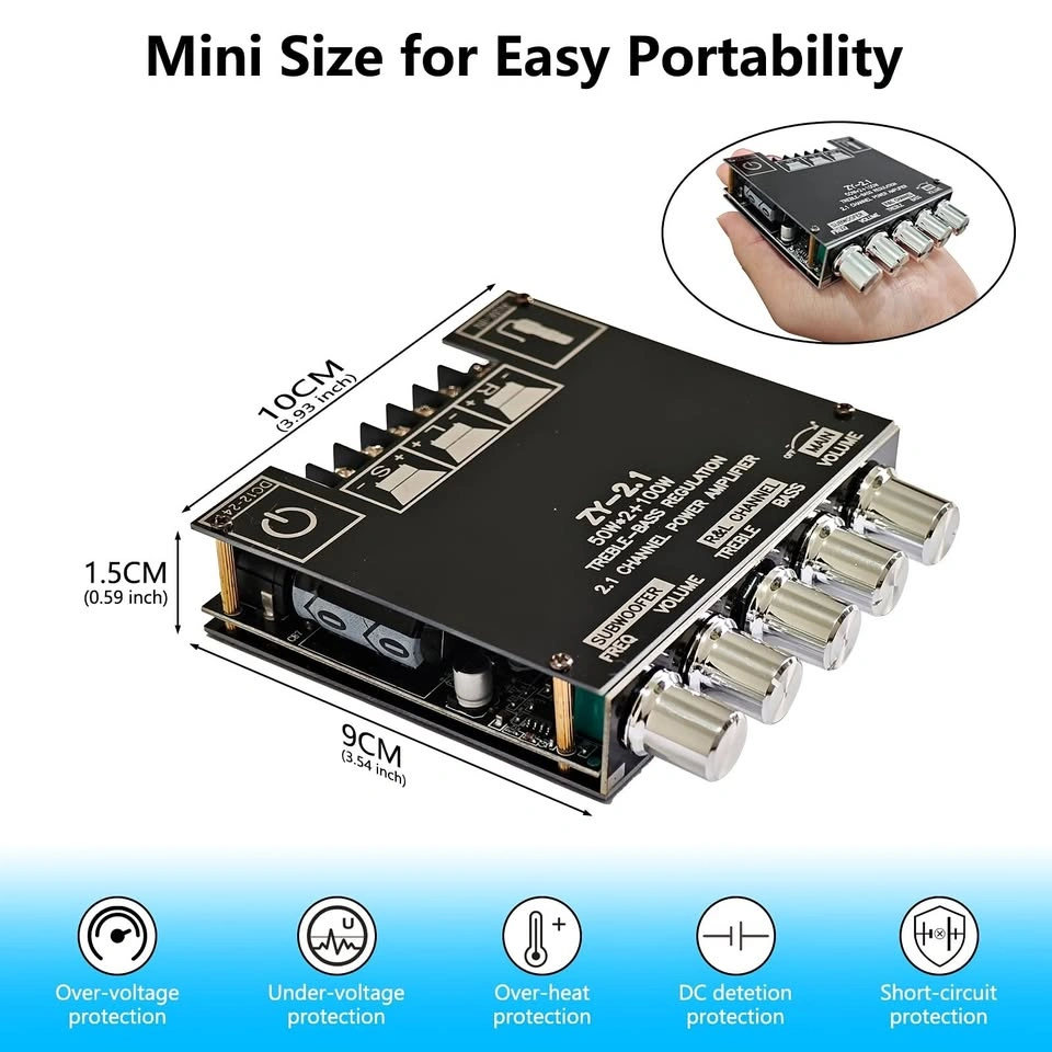 Mini Bluetooth 5.1 Audio Amplifier Board ZY-2.1