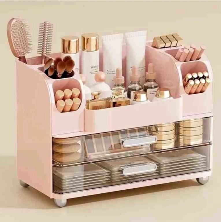 Uforu Makeup Organizer with 2 Drawers - Pink