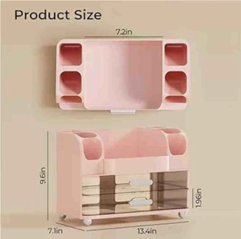 Uforu Makeup Organizer with 2 Drawers - Pink - photo 2